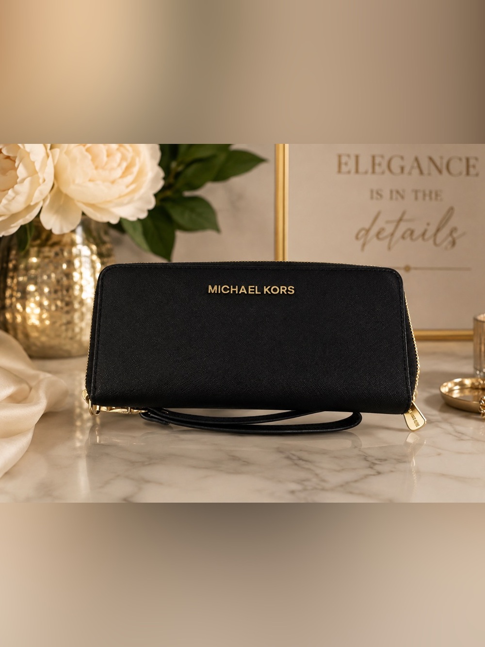 MICHAEL KORS | Jet Set Travel Saffiano Leather Zip Around Wallet